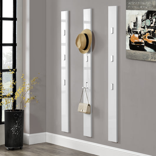 Appendiabiti da Parete Hansnes con 3 Ganci Pieghevoli 165 x 15 x 2,5 cm - Bianco [en.casa]