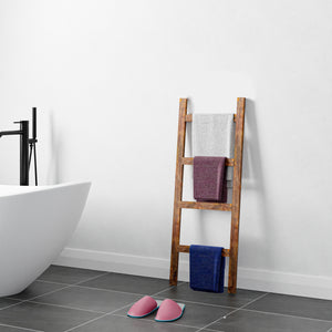 Scala Porta Asciugamani da Bagno Luumäki Forma di Scala a 4 Pioli Legno Scuro [en.casa]