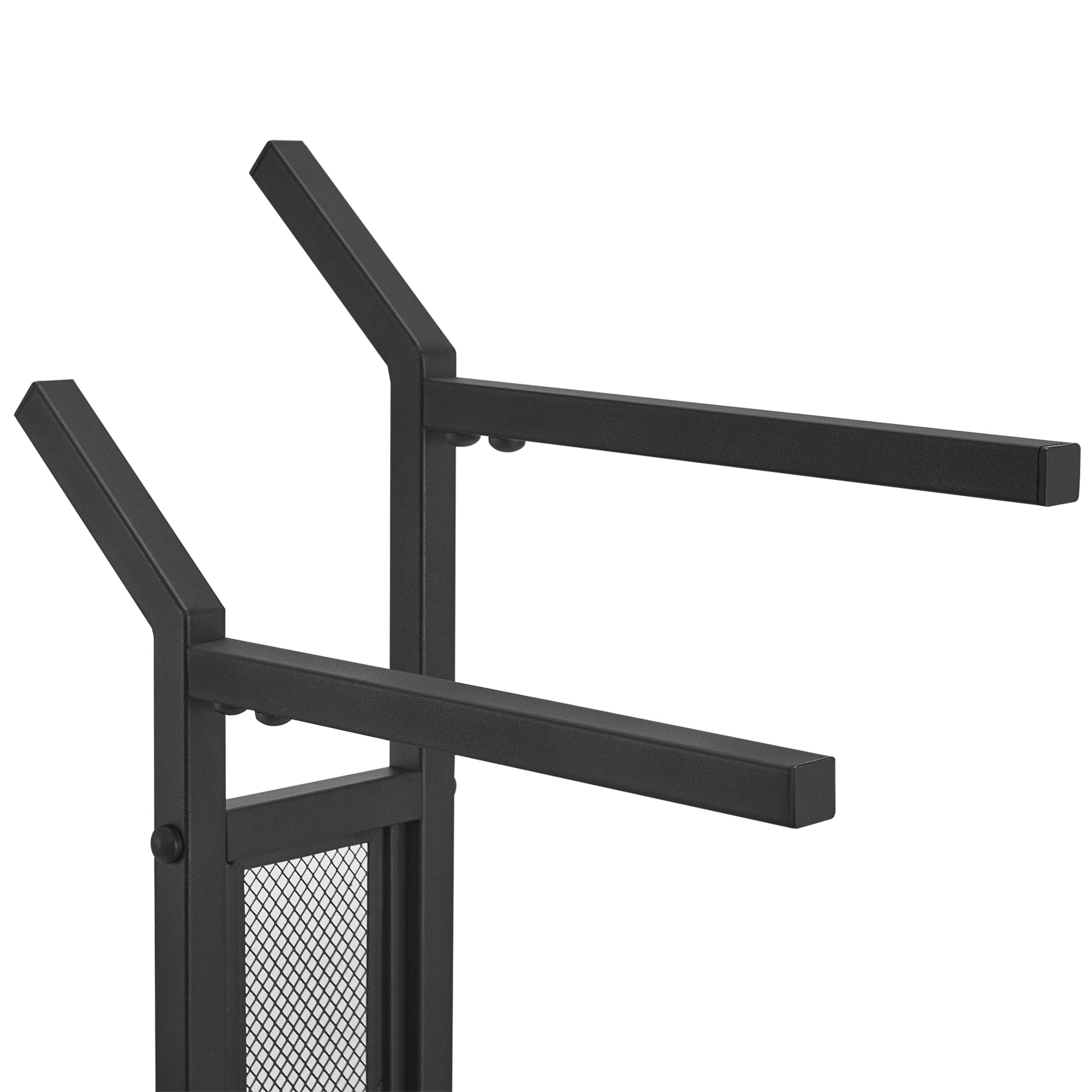 Portasciugamano da Terra 'Telavi' con 2 Barre in Acciaio - Nero / Effetto Legno [en.casa]