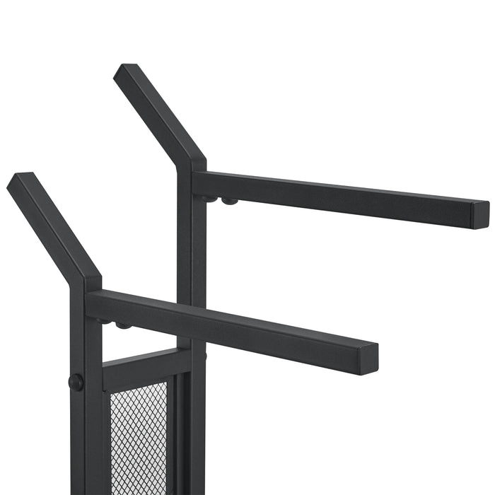 Portasciugamano da Terra 'Telavi' con 2 Barre in Acciaio - Nero / Effetto Legno [en.casa]