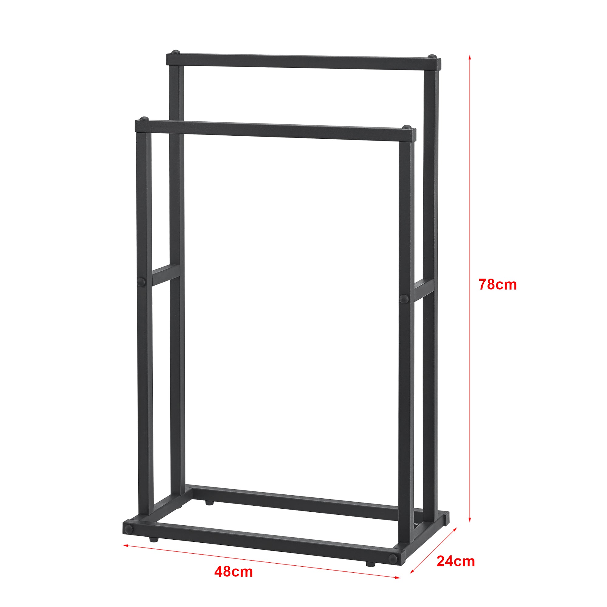 Portasciugamano a Terra 'Omalo' Mobile di Supporto Asciugamani con 2 Barre in Acciaio - Nero [en.casa]