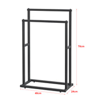 Portasciugamano a Terra 'Omalo' Mobile di Supporto Asciugamani con 2 Barre in Acciaio - Nero [en.casa]