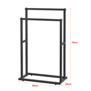 Portasciugamano a Terra 'Omalo' Mobile di Supporto Asciugamani con 2 Barre in Acciaio - Nero [en.casa]