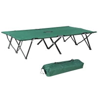 Letto da Campeggio Doppio Pieghevole per 2 Persone, 193 x 125 x 40 cm, Poliestere Oxford e Metallo, Verde