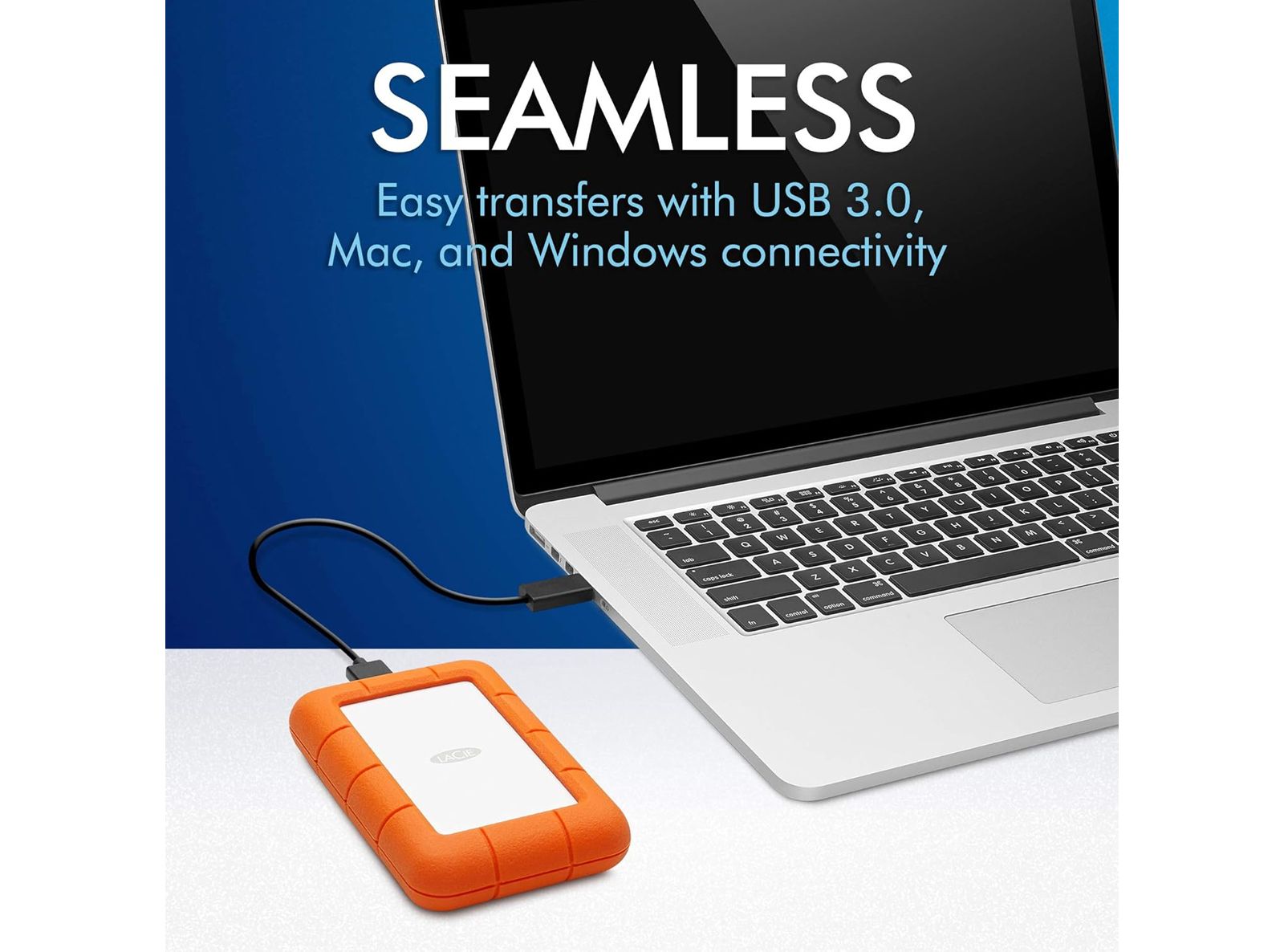 Hard Disk Esterno 2,5″ 2 TB LaCie Rugged Mini – USB 3.0, Resistente Urti e Pioggia, Compatibile PC & Mac