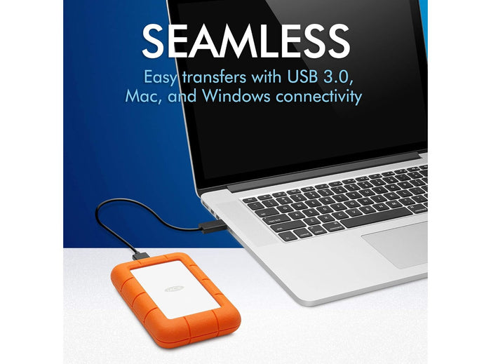 Hard Disk Esterno 2,5″ 2 TB LaCie Rugged Mini – USB 3.0, Resistente Urti e Pioggia, Compatibile PC & Mac