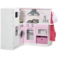 Cucina Giocattolo per Bambini 3-6 Anni con Luci e Utensili da Cucina Realistici, in MDF e PP, 84x93.5x85 cm