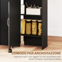 Tavolo Pieghevole in Legno per 4-6 Persone con Ruote, 75x140x74cm, Nero