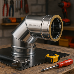 Curva 90° acciaio inox Ø 200/250 mm spessore 0,5 mm canna fumaria doppia parete