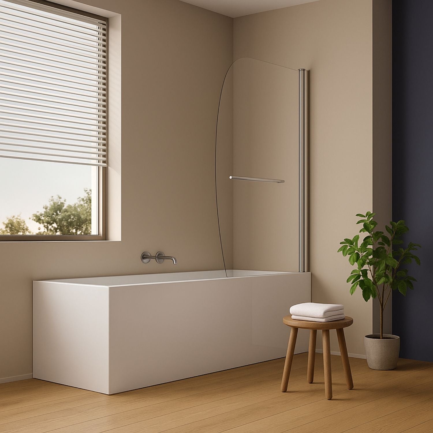 Parete sopra vasca anta singola vetro temperato 140x90cm orientabile 180 gradi *** tipo di cristallo trasparente, con...