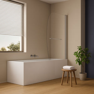 Parete sopra vasca anta singola vetro temperato 140x90cm orientabile 180 gradi *** tipo di cristallo trasparente, con...