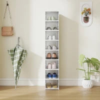 Scarpiera con 8 Contenitori per Scarpe Impilabili e Pieghevoli con Pannello Trasparente, Bianco