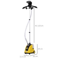 Stiratrice Verticale a Vapore, Stiratore Verticale 1950W da 1.4L con Asta Estendibile e 2 Rotelle per Abiti, Tende e Divani, in ABS e PP, 26x21.5x29 cm, Giallo