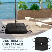 Base per Ombrellone a Sacco Riempibile con 50 kg di Sabbia,  in Plastica e tessuto Oxford, 50x25x18 cm, Nero
