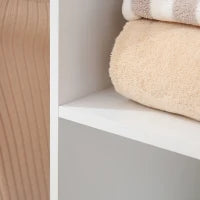 Armadio Guardaroba a Rotelle con 2 Barre e 3 Ripiani Aperti, in Legno e Alluminio, 120x40x128 cm, Bianco