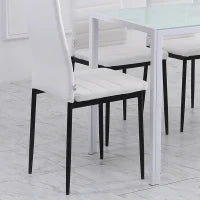 Set 4 Sedie Imbottite per Soggiorno o Sala da Pranzo, Sedie da Cucina Moderne, in Metallo e Tessuto Bianco