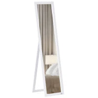 Specchio da Terra e Muro Rettangolare, Specchio da Pavimento per Intero Armadio, 37L x 37l x 154H cm, Bianco