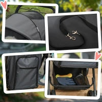 Passeggino per Cani Piccoli Pieghevole con Maniglione Girevole e Cestino Portaoggetti, 76.5x52x95 cm, Grigio