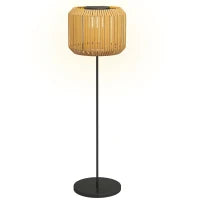 Lampada Solare da Giardino con Illuminazione LED, in Acciaio e Rattan PE, Ø34x130 cm, Giallo