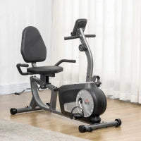 Cyclette Orizzontale Recumbent con 8 Livelli di Resistenza, Schermo LCD e Seduta Regolabile, 122-137x62x103 cm