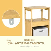 kleankin Mobiletto Bagno con Cesto Multiuso per Bucato e Giocattoli, in MDF e Bambù, 40x30x86.5cm