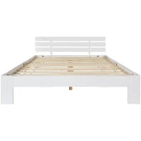 Letto Singolo dal Design Semplice, Senza Materasso, 140x200 cm, Bianco