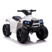 Quad Elettrico per Bambini ATV 6V, Quad per Bambini con Fari e Clacson, Velocità 3km/h, Età 18-36 Mesi, 65x40x43cm, Nero Bianco