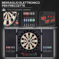 Bersaglio Freccette Elettronico con Punteggio Automatico, 12 Freccette e 6 Display, 51x6.5x57cm, Nero