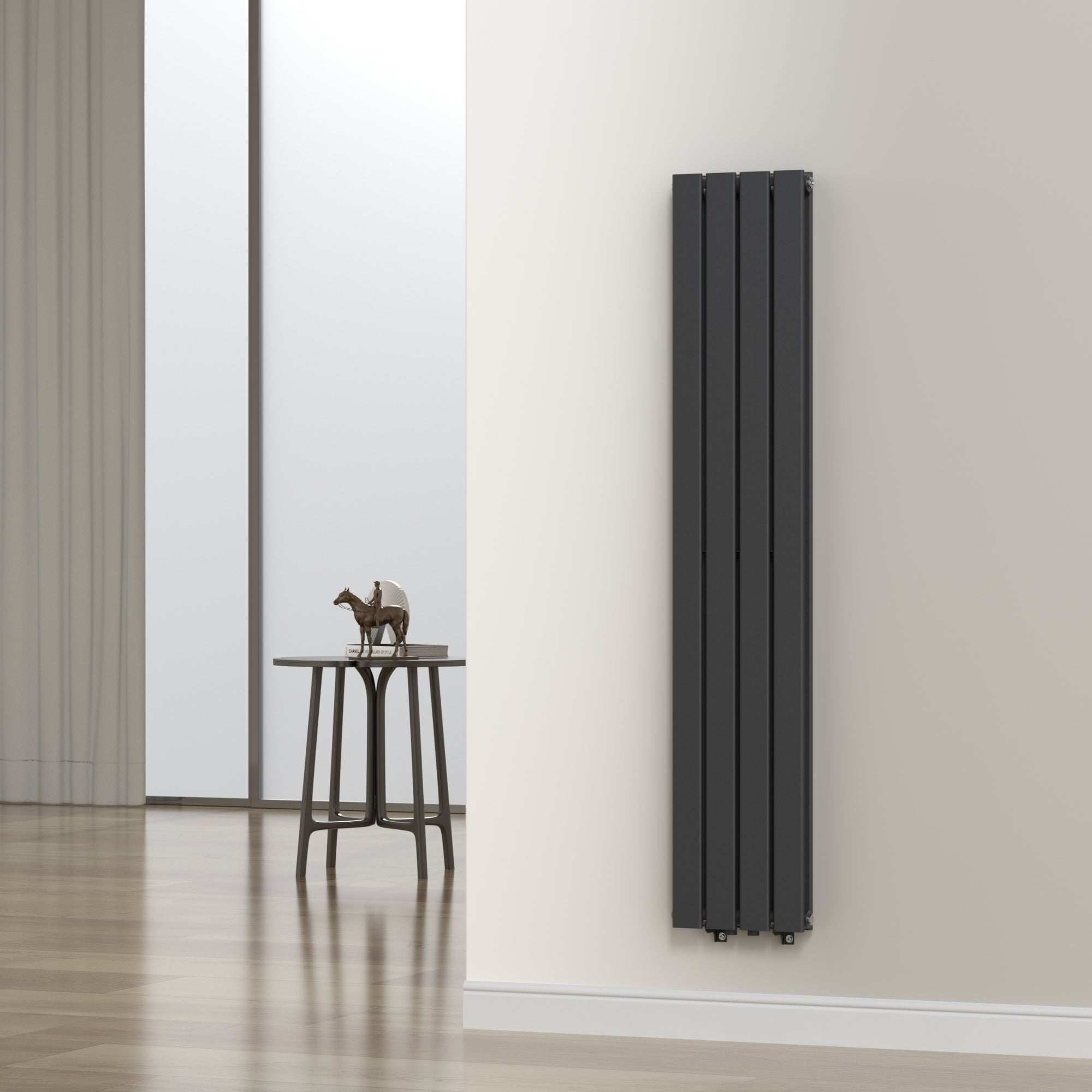 Termosifone Nore ad Acqua Calda Pannello Doppio con Elementi Piatti 160 x 30 cm Nero [neu.haus]