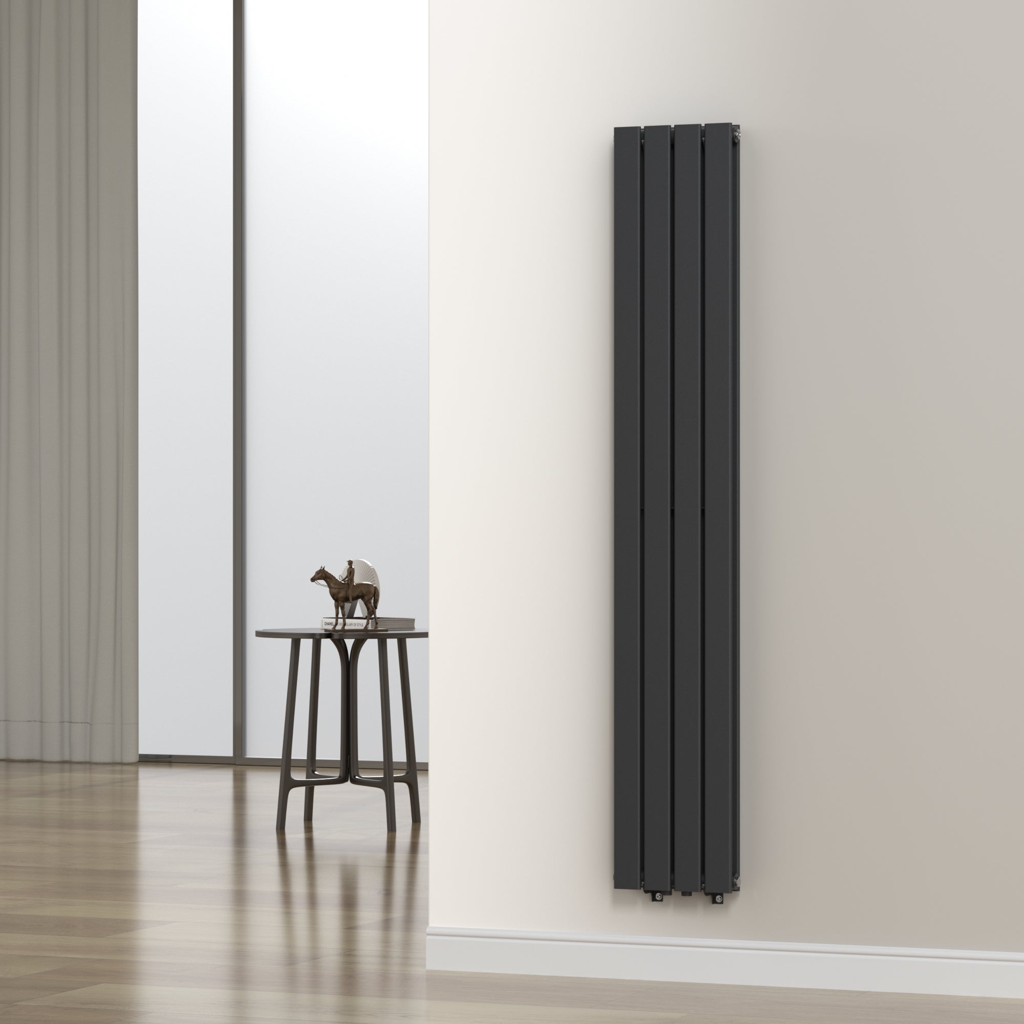 Termosifone Nore ad Acqua Calda Pannello Doppio con Elementi Piatti 180 x 30 cm Nero [neu.haus]