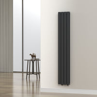 Termosifone Nore ad Acqua Calda Pannello Doppio con Elementi Piatti 180 x 30 cm Nero [neu.haus]