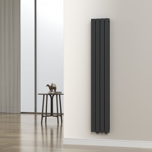 Termosifone Nore ad Acqua Calda Pannello Doppio con Elementi Piatti 180 x 30 cm Nero [neu.haus]