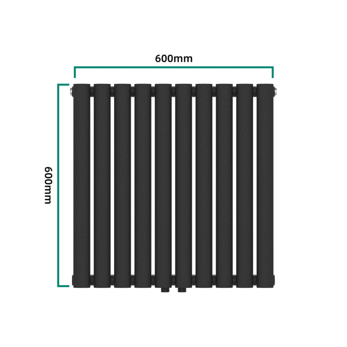 Termosifone Nore ad Acqua Calda Pannello Singolo con Elementi Tubolari 60 x 60 cm Nero [neu.haus]
