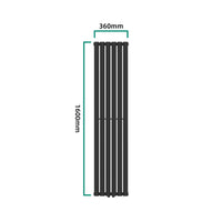 Termosifone Nore ad Acqua Calda Pannello Singolo con Elementi Tubolari 160 x 36 cm Nero [neu.haus]
