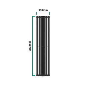 Termosifone Nore ad Acqua Calda Pannello Singolo con Elementi Tubolari 160 x 36 cm Nero [neu.haus]