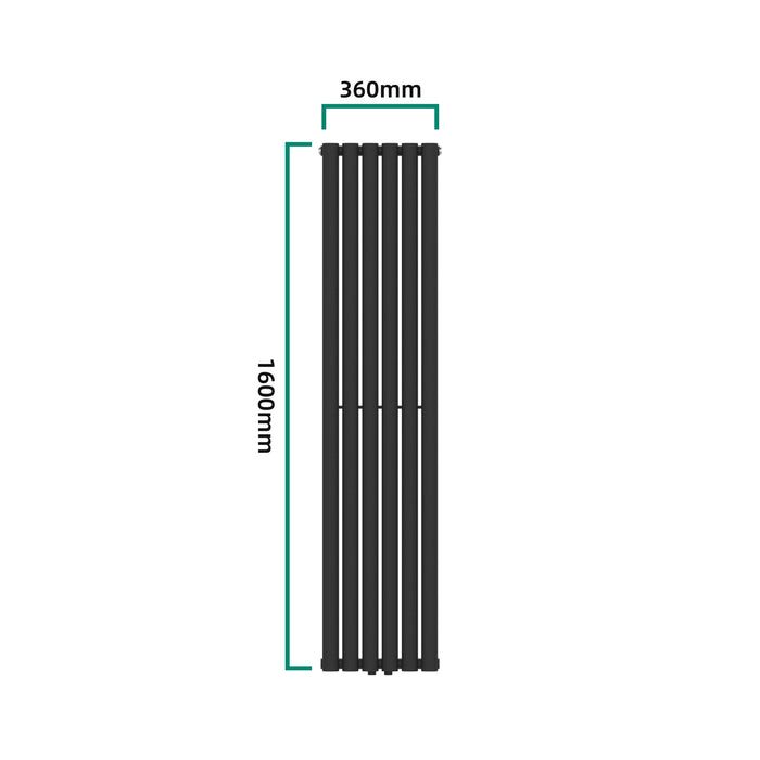Termosifone Nore ad Acqua Calda Pannello Singolo con Elementi Tubolari 160 x 36 cm Nero [neu.haus]