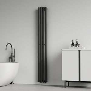 Termosifone Nore ad Acqua Calda Pannello Singolo con Elementi Tubolari 180 x 24 cm Nero [neu.haus]
