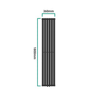 Termosifone Nore ad Acqua Calda Pannello Singolo con Elementi Tubolari 180 x 36 cm Nero [neu.haus]