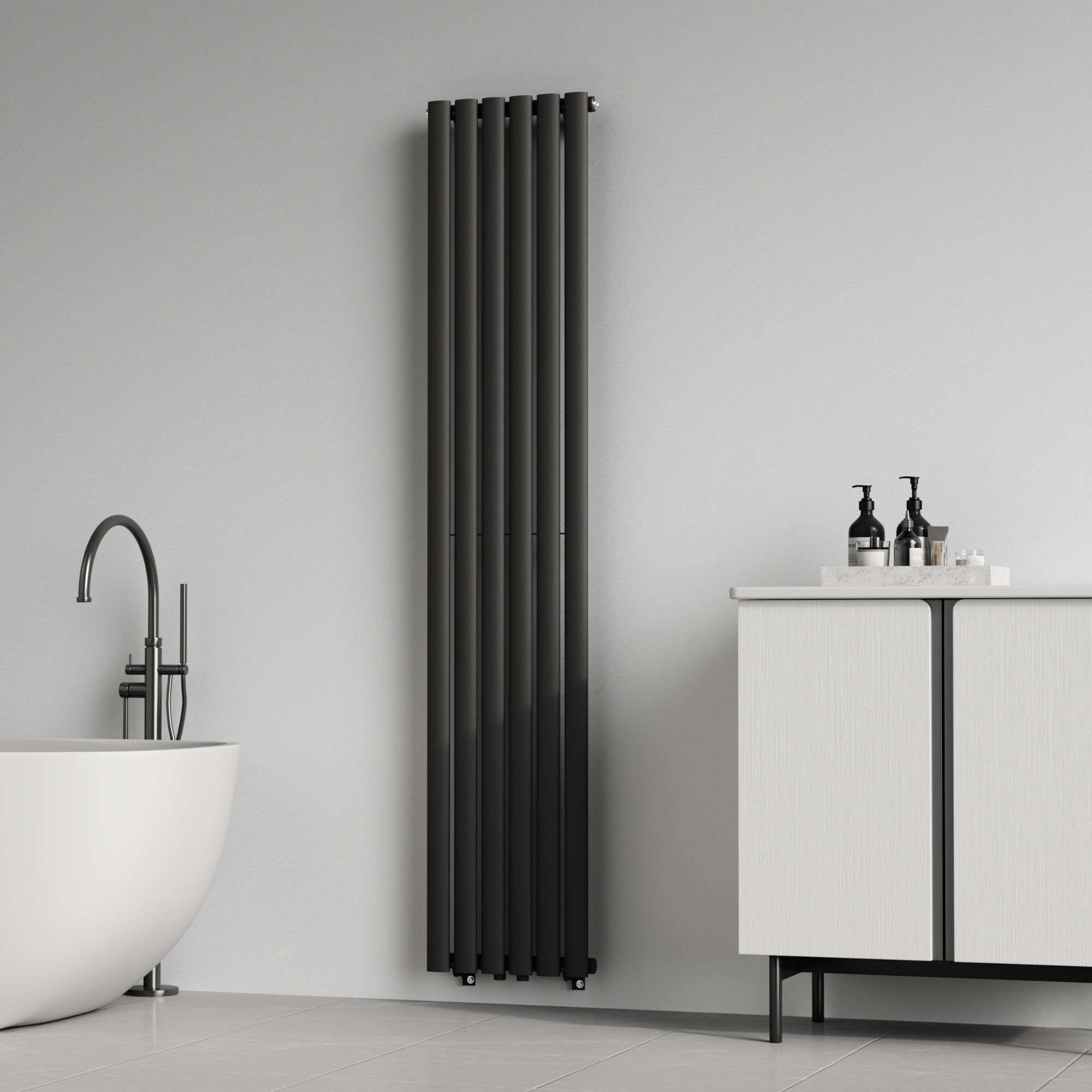 Termosifone Nore ad Acqua Calda Pannello Singolo con Elementi Tubolari 180 x 36 cm Nero [neu.haus]