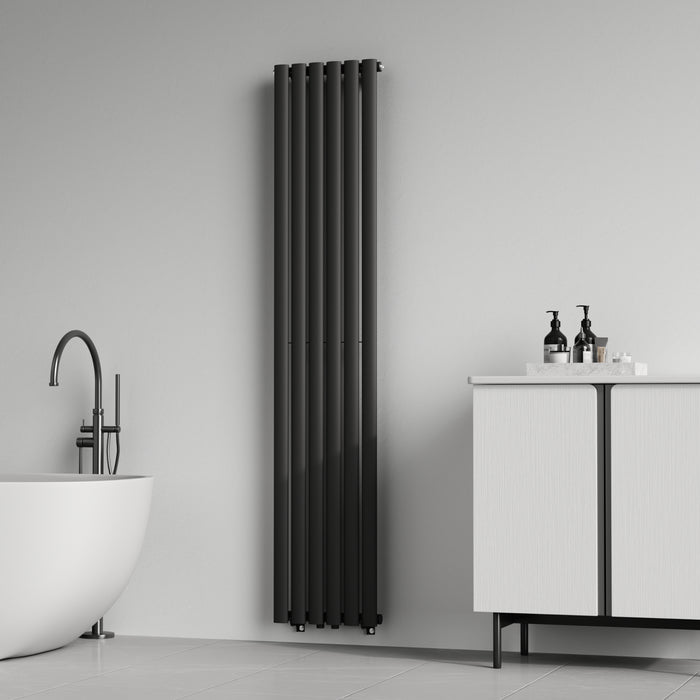 Termosifone Nore ad Acqua Calda Pannello Singolo con Elementi Tubolari 180 x 36 cm Nero [neu.haus]