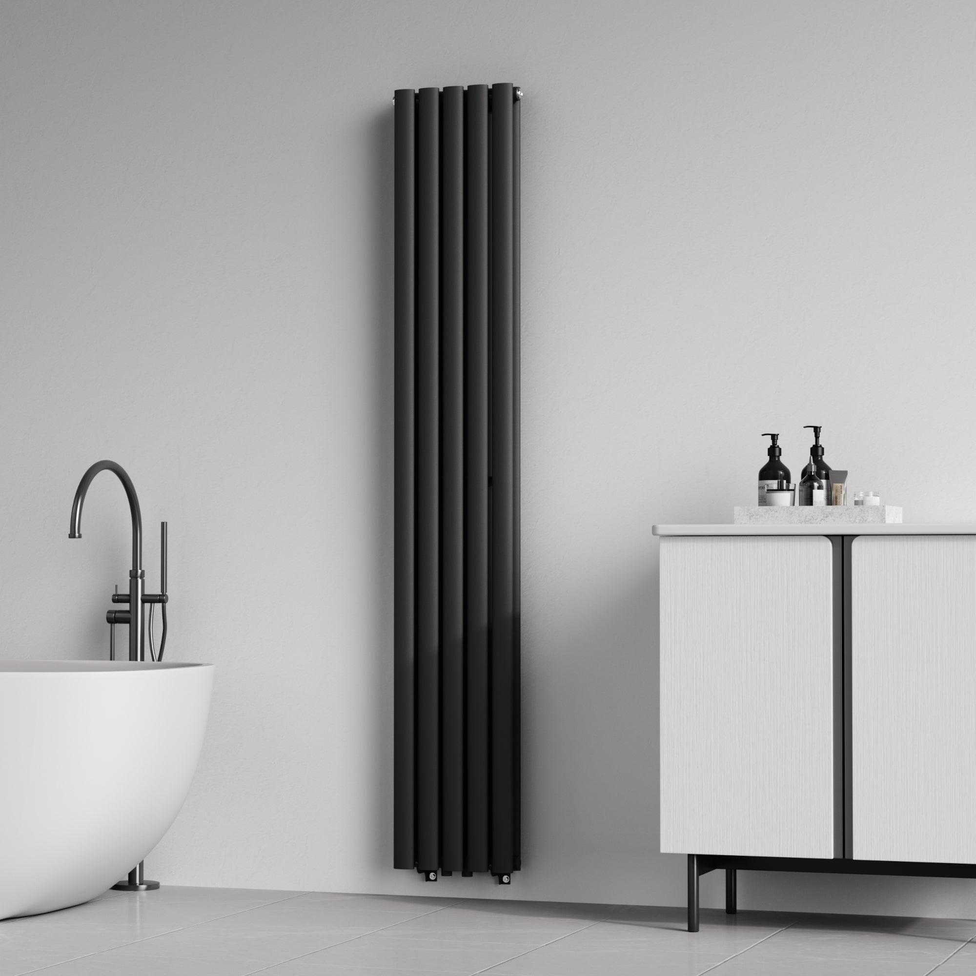 Termosifone Nore ad Acqua Calda Pannello Doppio con Elementi Tubolari 180 x 30 cm Nero [neu.haus]