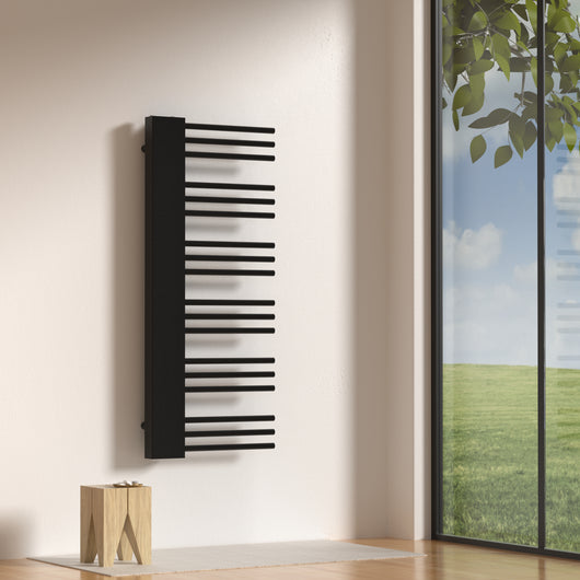 Scalda Asciugamani da Parete Kviteseid ad Acqua Calda 120 x 50 cm Nero [neu.haus]