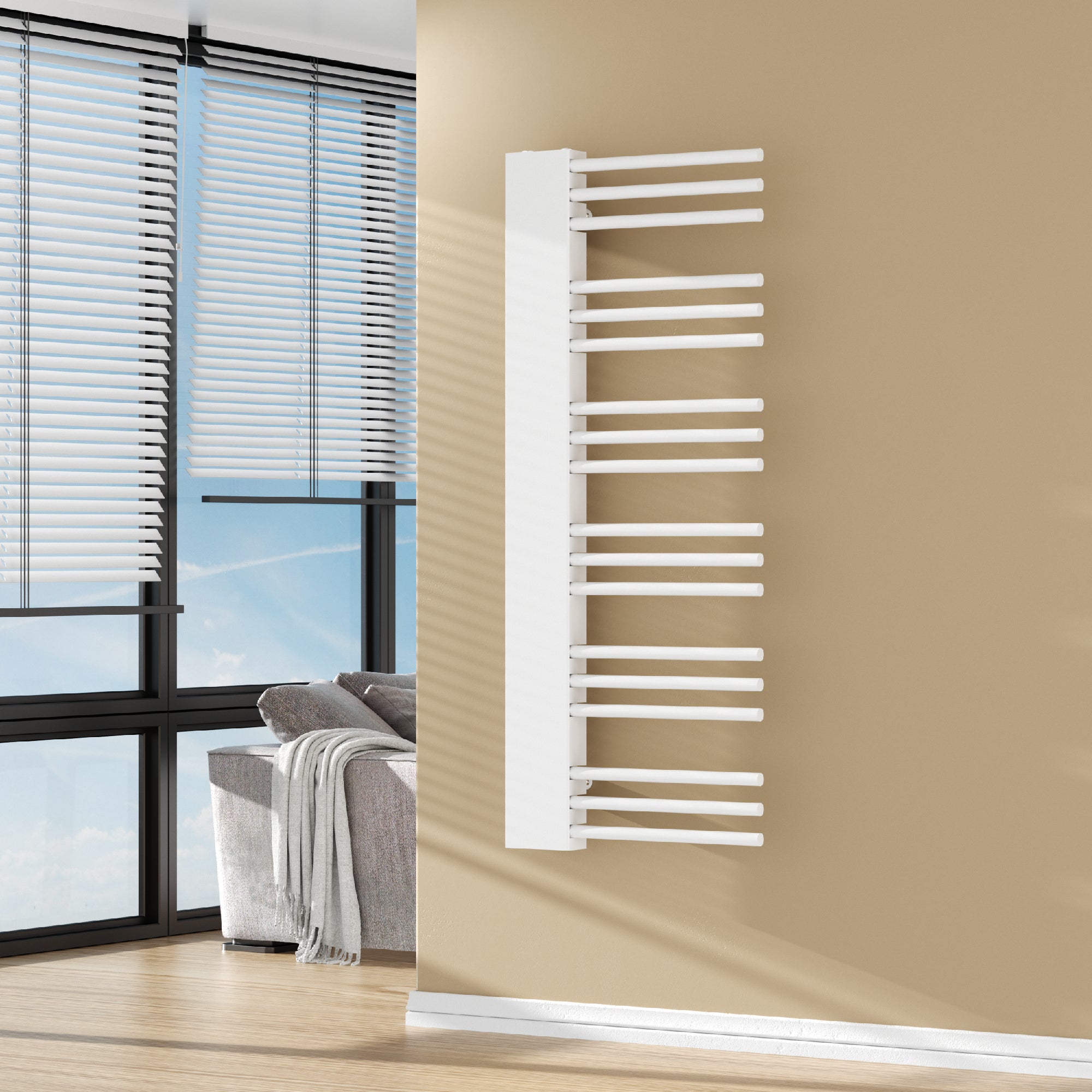 Scalda Asciugamani da Parete Kviteseid ad Acqua Calda 120 x 50 cm Bianco [neu.haus]