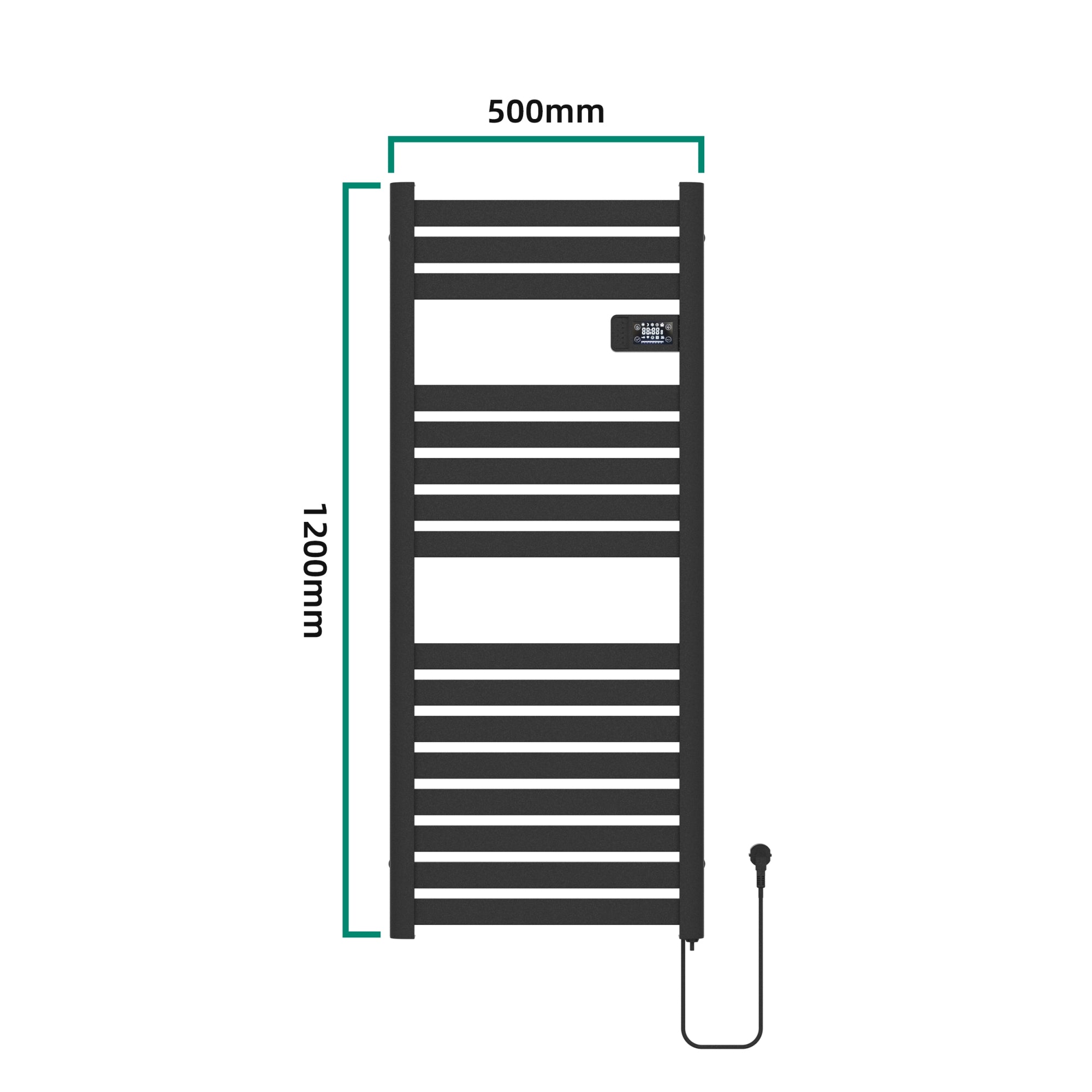 Scaldasalviette Elettrico Ringebu 120 x 50 cm 500 W Nero pro.tec
