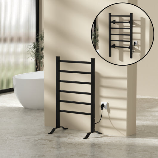 Scaldasalviette Elettrico Savitaipale da Terra o da Parete 85 x 55 cm 100 W Nero pro.tec