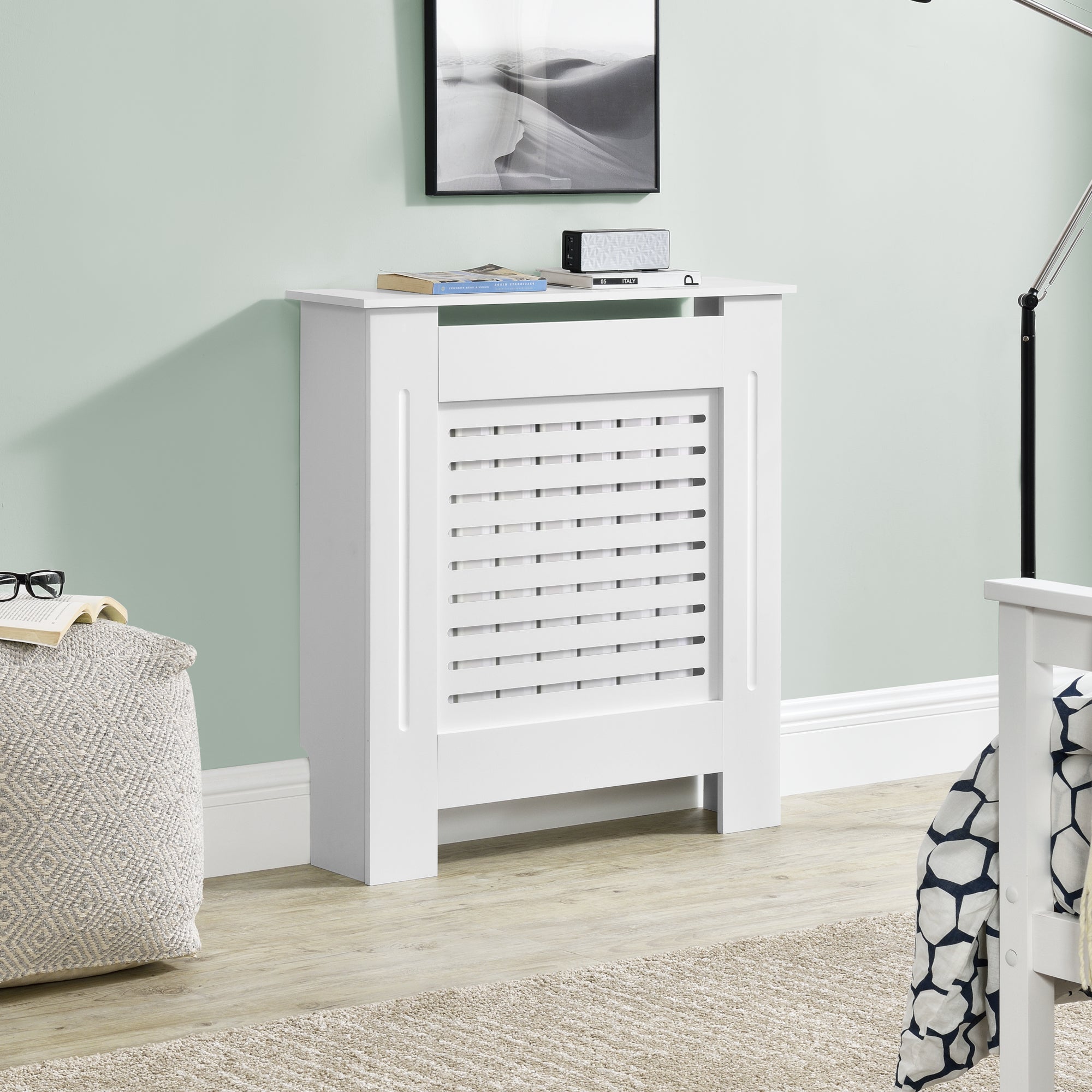 Copritermosifone Charleston Mobile Copri Radiatore Larghezza 112 cm - Bianco [en.casa]