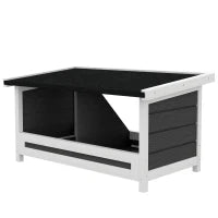 Nido per Galline a 2 Aree con Base Rialzata e Tetto, in Legno e Bitume, 66x37x34 cm, Grigio Bianco e Nero