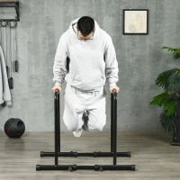 Barra per Dip in Acciaio ad Altezza Regolabile con 6 Lunghezze Regolabili, 90-102x65x80-90 cm, Nera