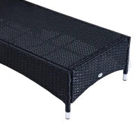 Set da Giardino con 2 Sedie a Sdraio con Schienale Reclinabile e Tavolino Basso in Rattan PE, Nero