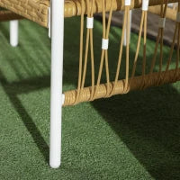 Set da Giardino Stile Boho in Rattan con 2 Sedie con Cuscini e Tavolino Rotondo, Giallo